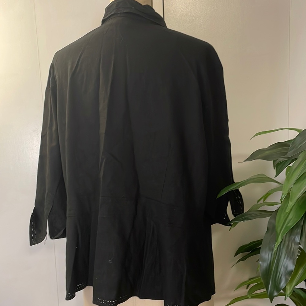 Sag Harbor Black linen long sleeve button down shirt - Picture 4 of 6